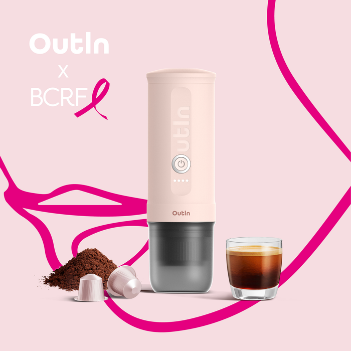 OutIn Nano Portable Espresso Machine (Rose Quartz) X BCRF OTEM-01-RQ