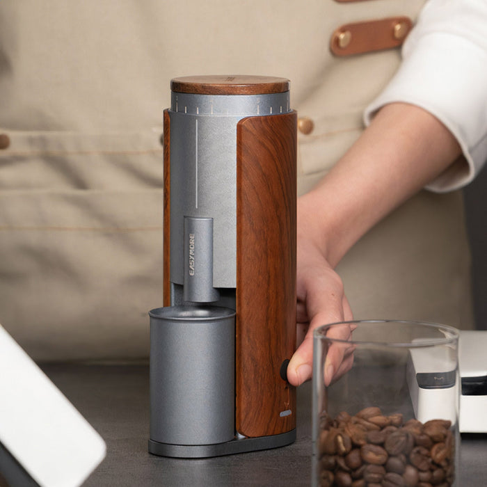 Lastaforest Rechargeable Coffee Grinder with Elegant Wood Cover