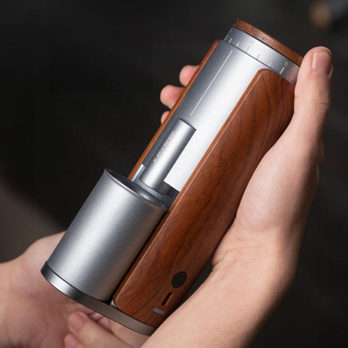 Lastaforest Rechargeable Coffee Grinder with Elegant Wood Cover