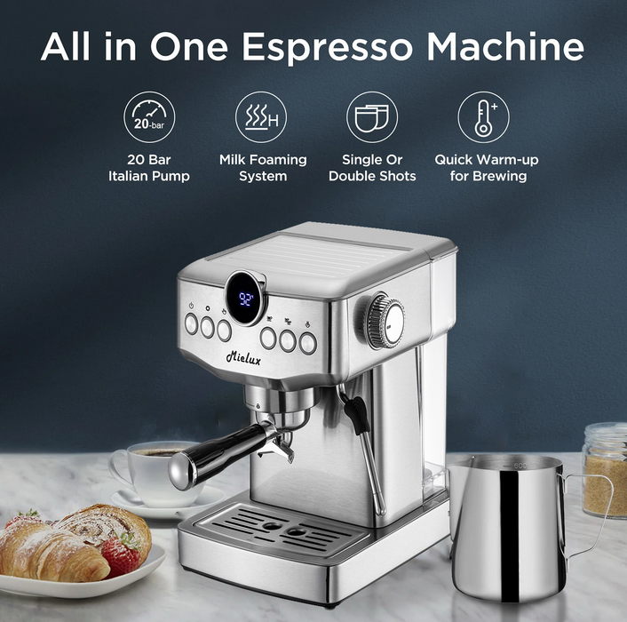 Barista Café Espresso Coffee Maker Italian Style Semi-Automatic Stainless Steel Machine