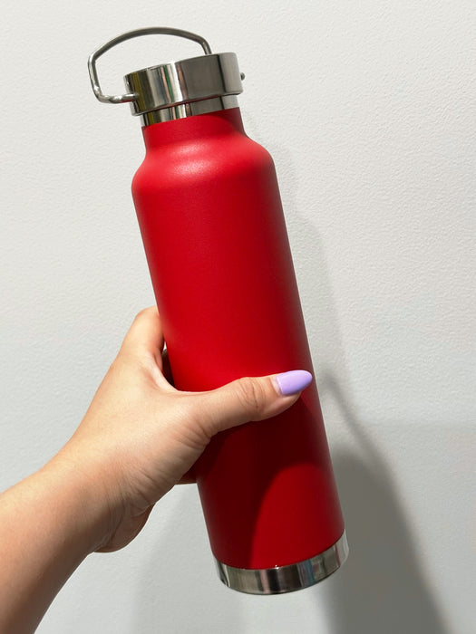 Red Stainless Steel Insulated Water Bottle with Handle Lid 24oz
