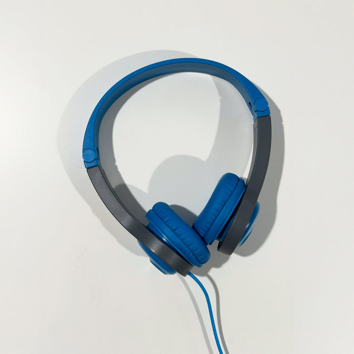Wired On Ear Stereo Headphones Blue and Gray
