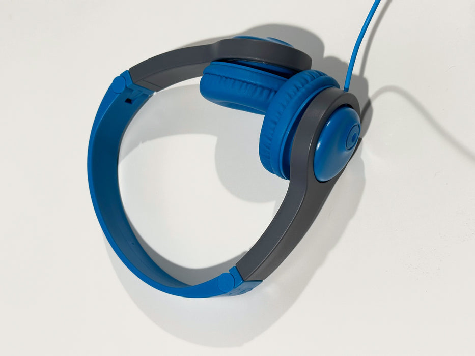 Wired On Ear Stereo Headphones Blue and Gray