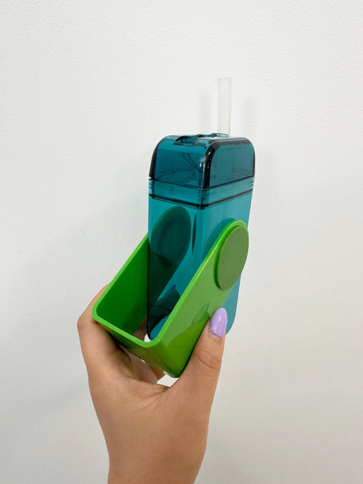 Reusable Juice Box with Green Flip Cap Blue