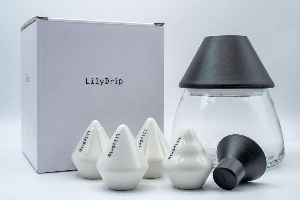 LilyDrip USA LilyDrip Family Set: Includes LilyDrip, COS, Starflower, & Donut Droplets With Rapid Filter Shaper Glass Container