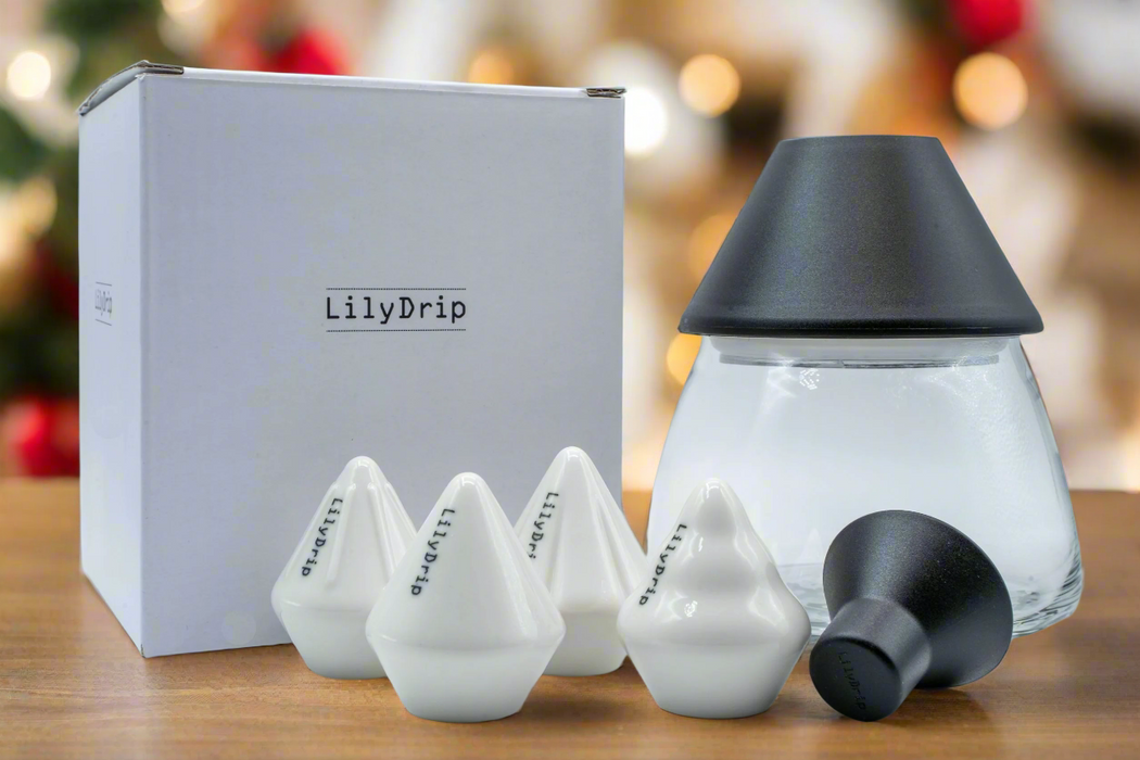 LilyDrip USA LilyDrip Family Set: Includes LilyDrip, COS, Starflower, & Donut Droplets With Rapid Filter Shaper Glass Container